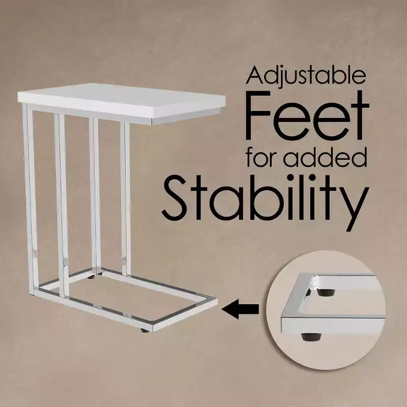 Table d'appoint en forme de C pour canapé – Table de bout moderne, support pour ordinateur portable ou table de chevet compacte – Meuble gain de place (blanc)