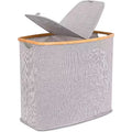 BirdRock Home Divided Bamboo & Canvas Hamper - Grey