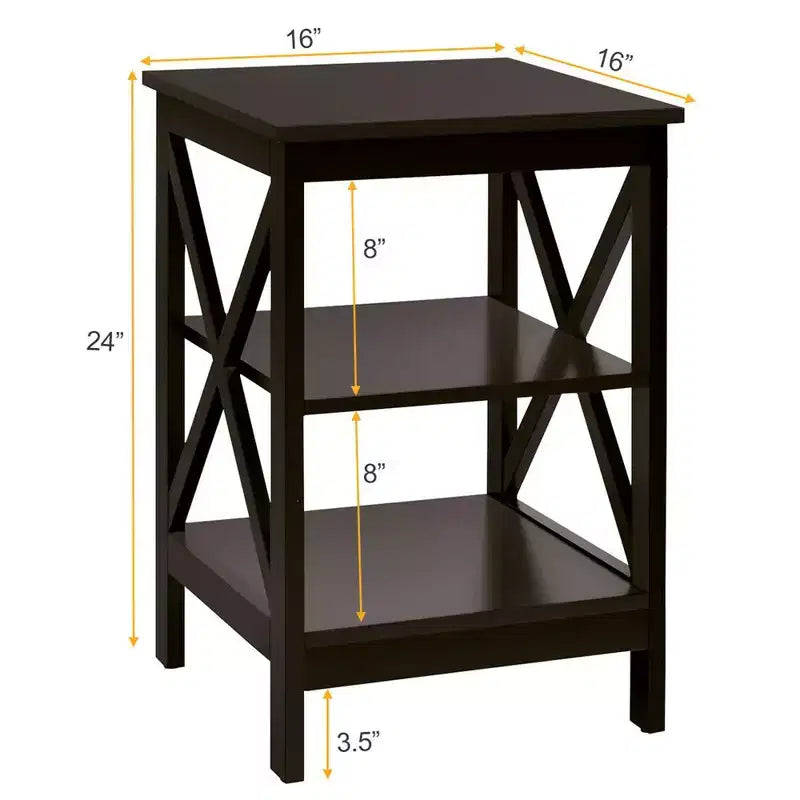 Table de chevet à 3 niveaux PCS, table d'appoint, étagère de rangement et de présentation design en X pour salon
