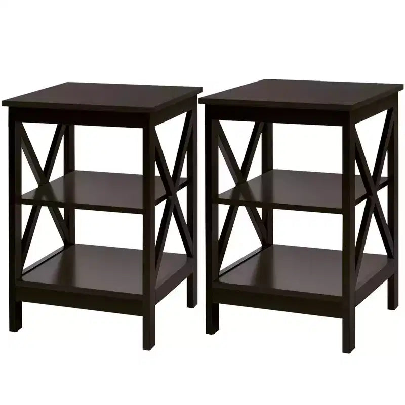 Table de chevet à 3 niveaux PCS, table d'appoint, étagère de rangement et de présentation design en X pour salon