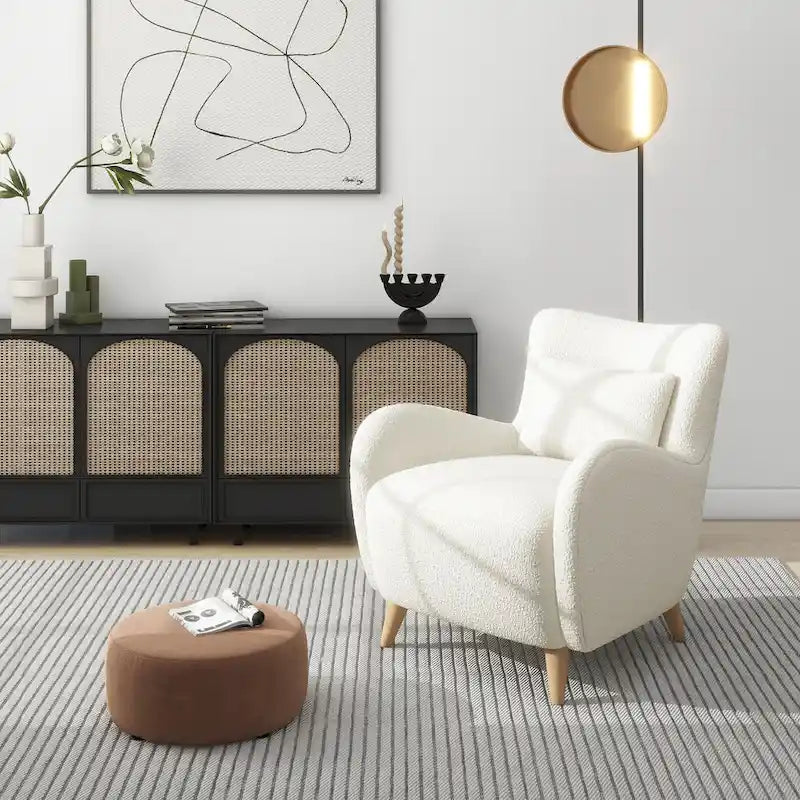 Lune 30 Boucle Faux Sherpa Curved Arm Accent Chair