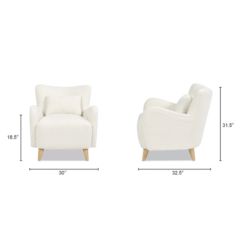 Lune 30 Boucle Faux Sherpa Curved Arm Accent Chair