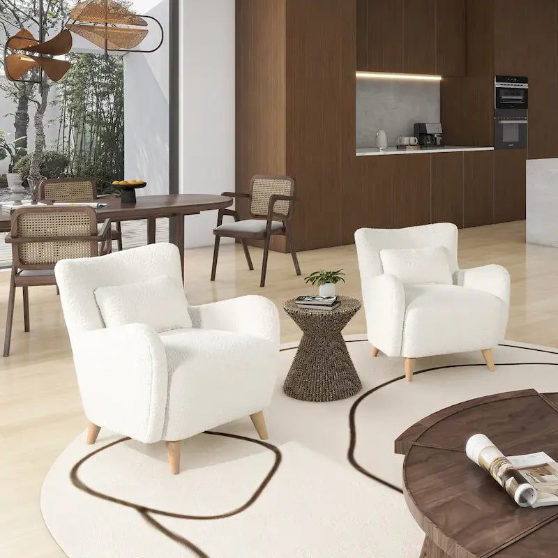 Lune 30 Boucle Faux Sherpa Curved Arm Accent Chair