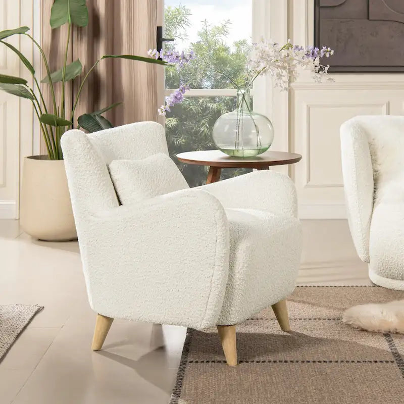 Lune 30 Boucle Faux Sherpa Curved Arm Accent Chair