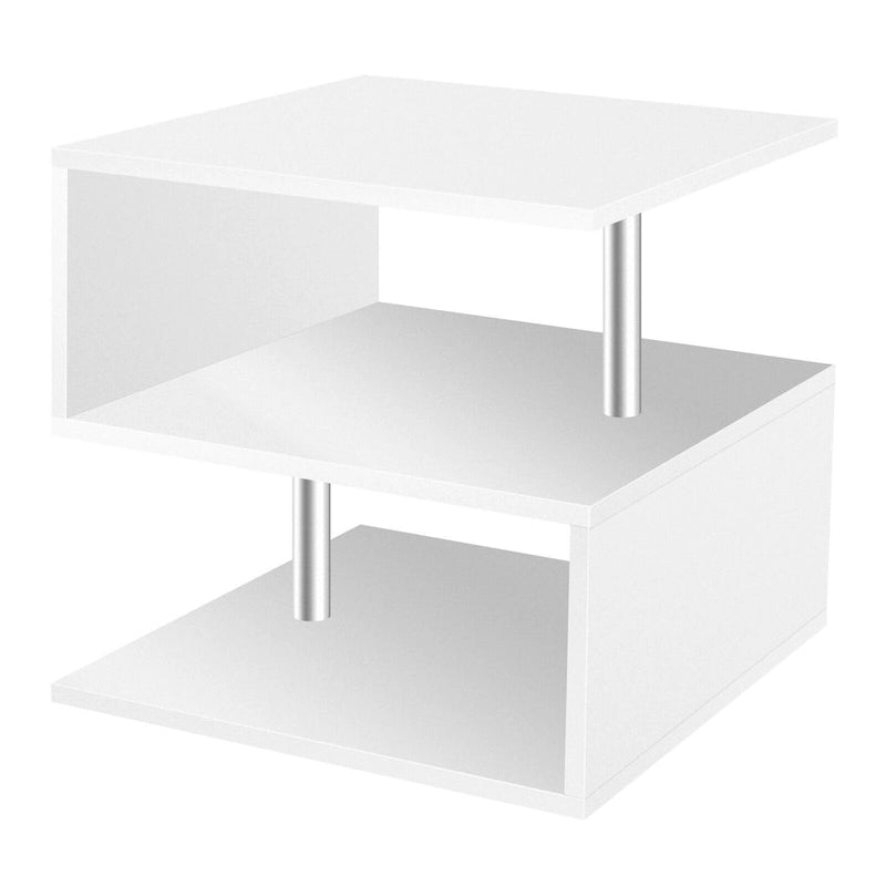 3 Tier S-Shaped End Table Coffee Table with Storage Shelf - 20.7H x 17.3W x 14.9D