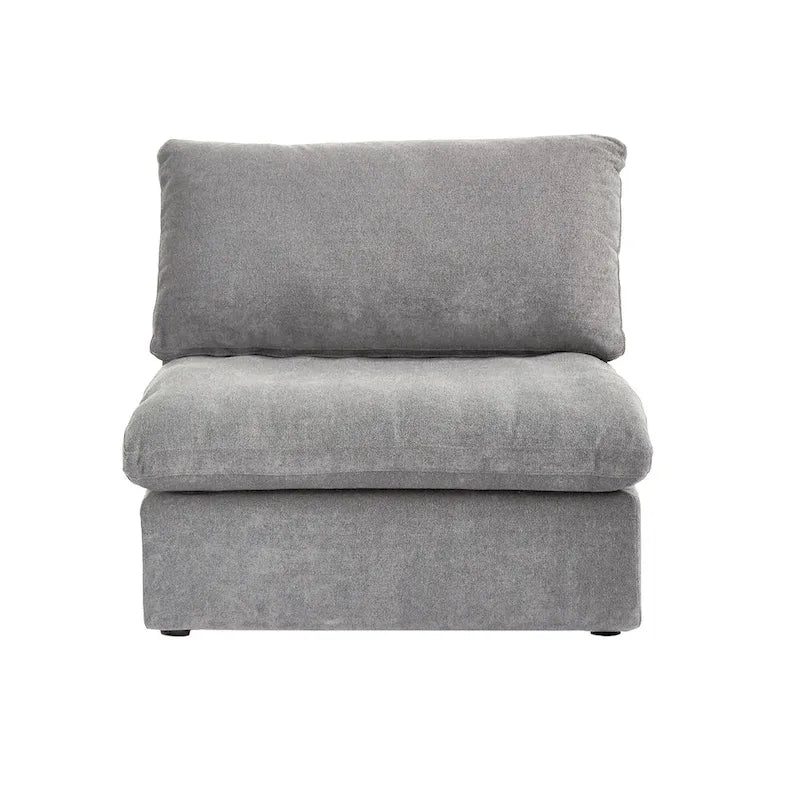 160 in. Free Combination Overstuffed Down Filled Comfort Linen U-shape 6-Seat Sofa Modular Sectional with Ottoman