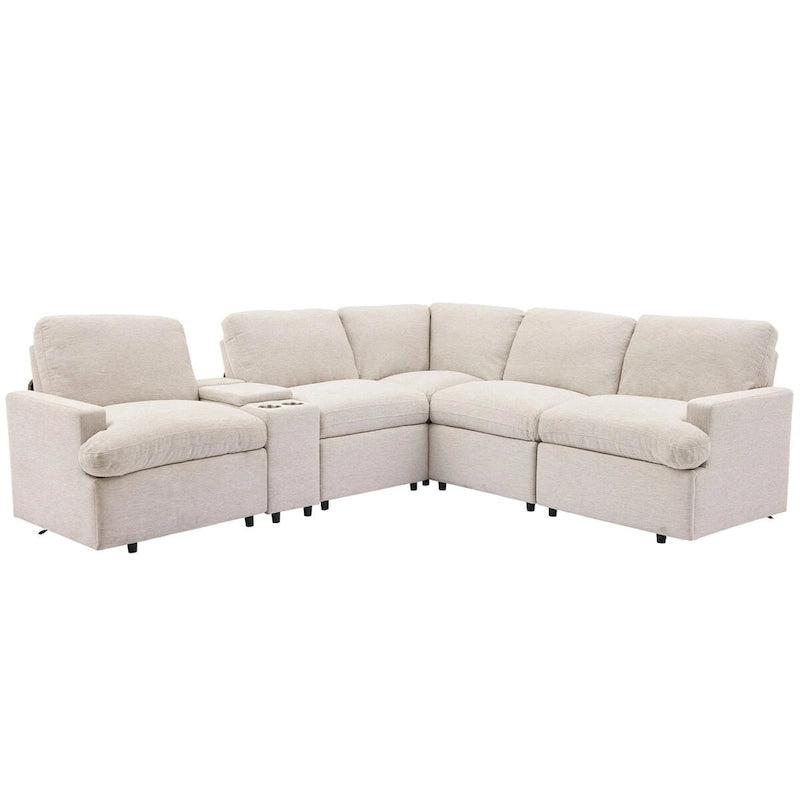 104 Power Recliner Corner Sofa Home Theater Reclining Sofa Sectional Couches with Storage Box, Cup Holders, USB Ports