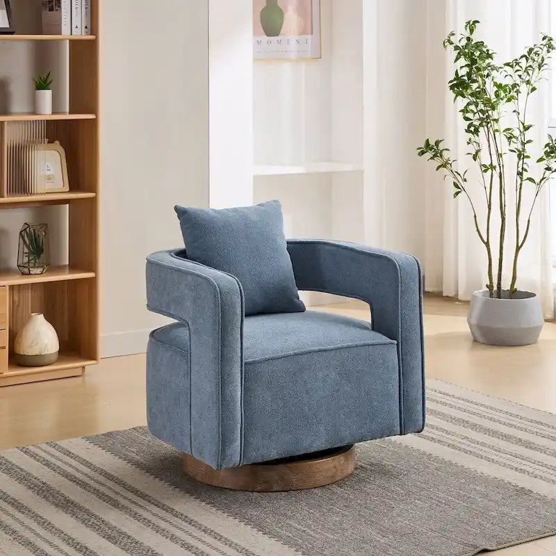 29.1W Swivel Accent Open Back Chair With Weathered Base